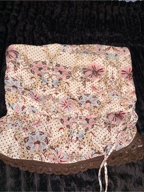 XOXO Floral Strapless Camisole Y2K vintage coquette in Pink, Blue & Brown
